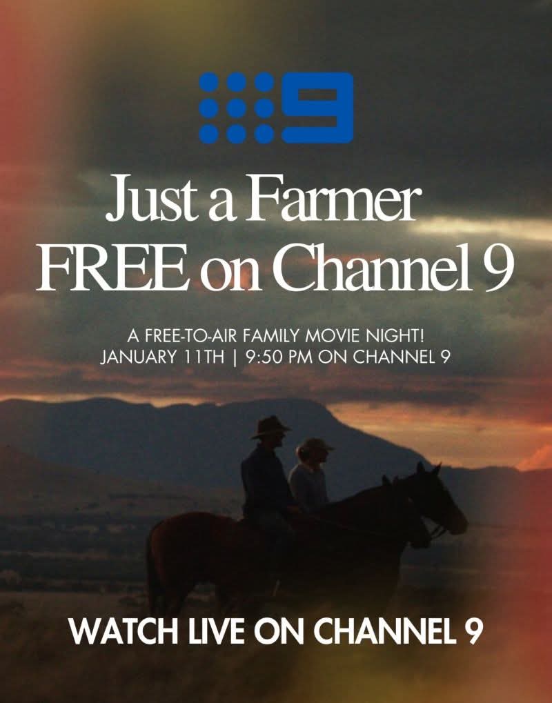 Congratulations Leila McDougall on your Big News! 
Just A Farmer - Feature Film is on Channel 9 this SATURDAY
🗓 When: January 11th
⏰ Time: 9:50 PM