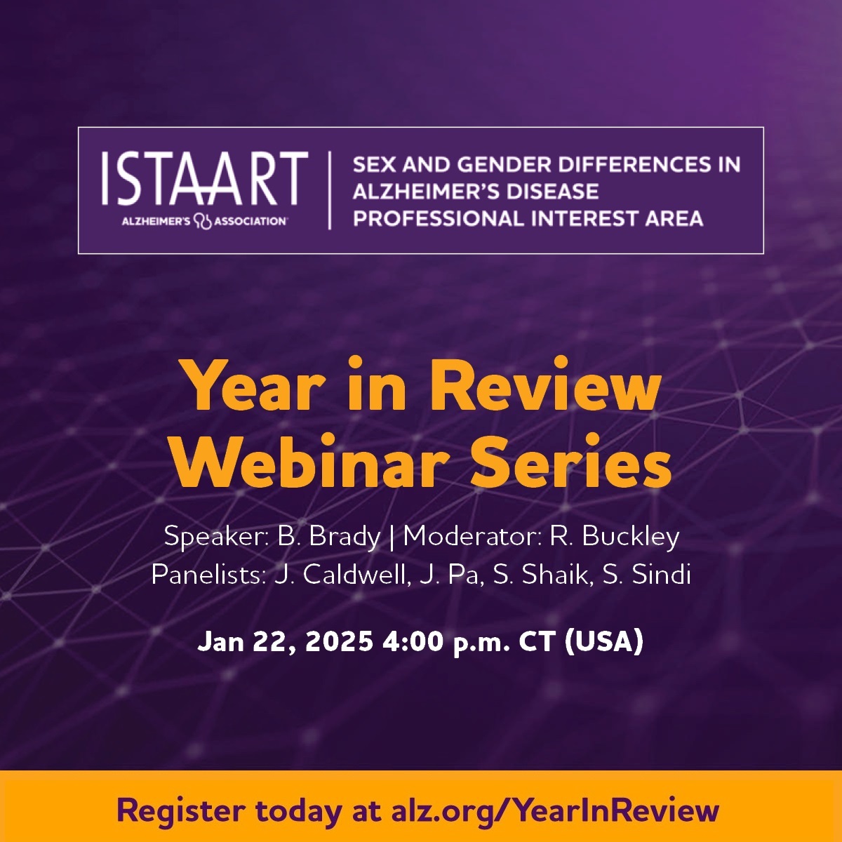 Start of the new year by registering for the year in review of #ISTAART #SexAndGenPIA  
Everything you need to know on sex and gender differences in #Alzheimer's disease in 2024.