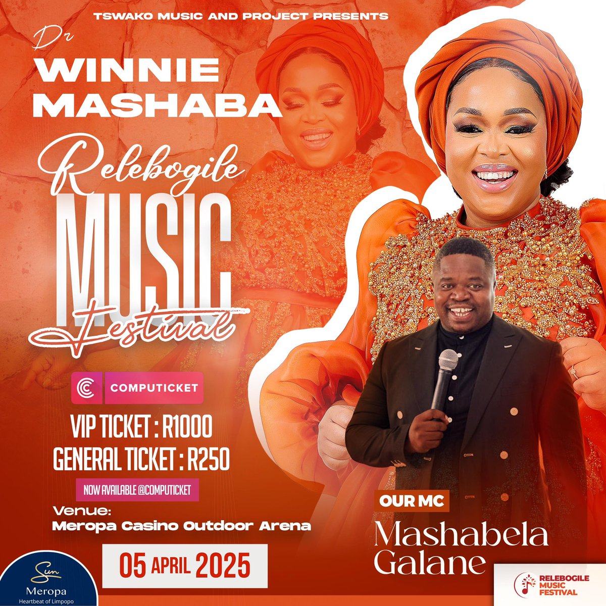 Meet our Master of Ceremonies Papago <a href="/mashabelacomedy/">Mashabela Galane</a> 
Relebogile Music Festival 
05 April 
Meropa Casino Outdoor Arena 
Tickets are available at Computicket 
The excitement is real 💃💃