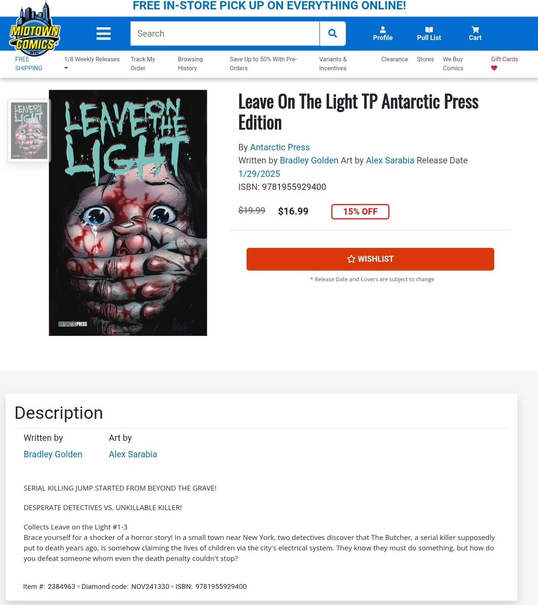 Bradley Golden (@secondsightpub) on Twitter photo If you have not pre-ordered now is the time before it releases January 29th. <a href="/AntarcticPress/">Antarctic Press SDCC #2309</a> <a href="/globalcomix/">GlobalComix</a> <a href="/BDisgusting/">Bloody Disgusting</a> <a href="/bleedingcool/">Bleeding Cool</a> <a href="/MidtownComics/">Midtown Comics</a> If you have not pre-ordered now is the time before it releases January 29th. <a href="/AntarcticPress/">Antarctic Press SDCC #2309</a> <a href="/globalcomix/">GlobalComix</a> <a href="/BDisgusting/">Bloody Disgusting</a> <a href="/bleedingcool/">Bleeding Cool</a> <a href="/MidtownComics/">Midtown Comics</a>