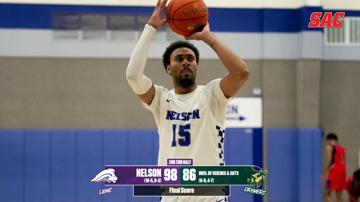 🔥 CJ Hall dropped 31 points as the Lions powered past the Drovers in a thrilling SAC road win, 98-86! 💪🏀 

CJ Hall | 31 pts
Micah Clark | 19 pts &amp; 5 reb
Jordan Jenkins | 13 pts &amp; 5 reb

Check out the full recap and what’s next for Nelson University ➡️ nelsonlions.com/news/2025/1/6/…