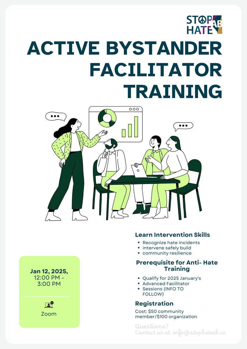 🚨 Stand Up, Speak Out! 🚨

💡 Ready to be an Upstander? Join us for Anti-Hate Upstander Training to fight hate &amp; build an inclusive community!

📅 Jan 12, 2024: Pre-Facilitation 📅 Feb 1-2, 2024: Follow-Up
💪 Don’t stand by—stand UP! 🌟
🔗 Register: forms.office.com/Pages/Response…