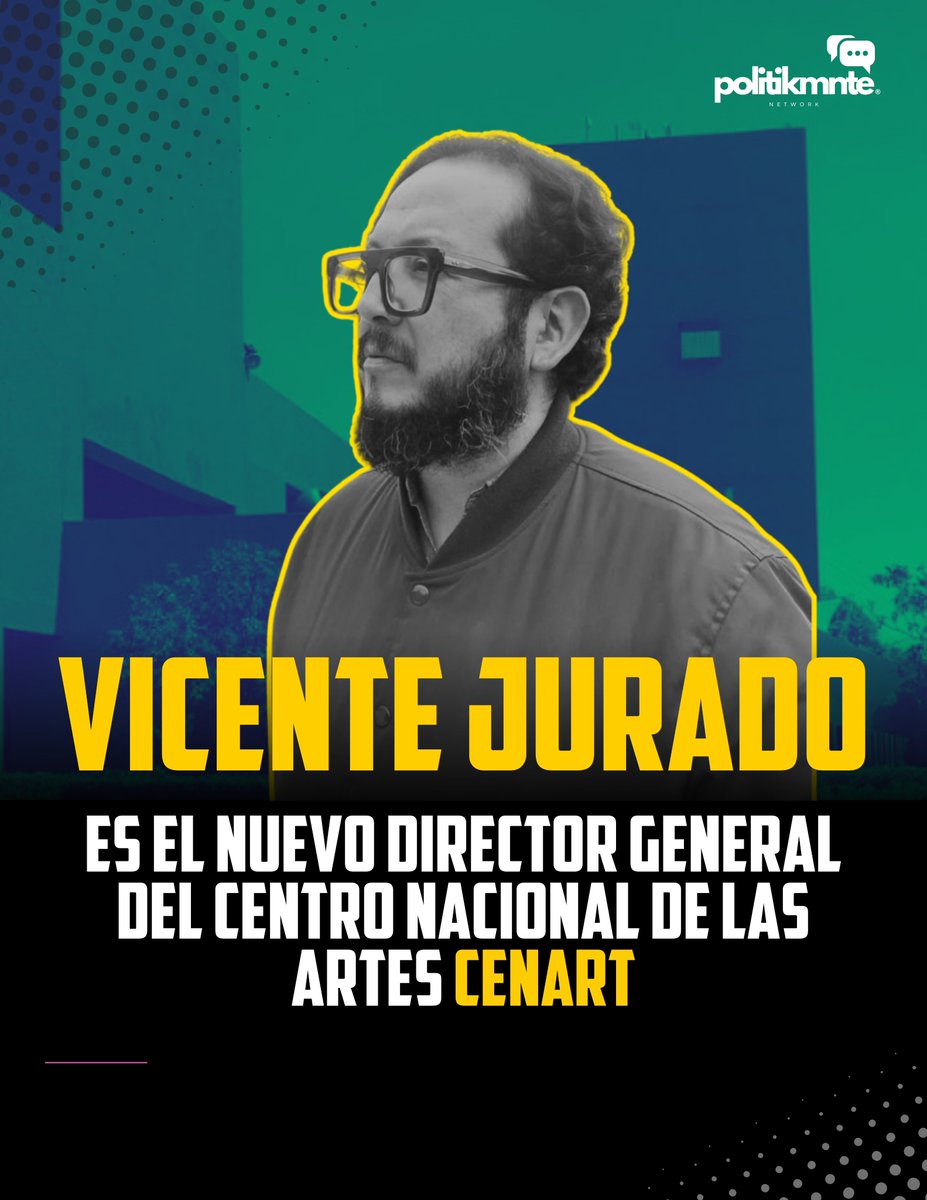 Politikmnte (@politikmnte) on Twitter photo El Centro Nacional de las Artes <a href="/cenartmx/">Centro Nacional de las Artes</a> de la Secretaría de <a href="/cultura_mx/">Secretaría de Cultura</a>, agradeció y reconoció la gestión de su hoy exdirector, Antonio Zúñiga y anunció que el nuevo titular es el Maestro Vicente Jurado López <a href="/JuradoVicente/">Vicente Jurado López</a>
#Politikmnte El Centro Nacional de las Artes <a href="/cenartmx/">Centro Nacional de las Artes</a> de la Secretaría de <a href="/cultura_mx/">Secretaría de Cultura</a>, agradeció y reconoció la gestión de su hoy exdirector, Antonio Zúñiga y anunció que el nuevo titular es el Maestro Vicente Jurado López <a href="/JuradoVicente/">Vicente Jurado López</a>
#Politikmnte
