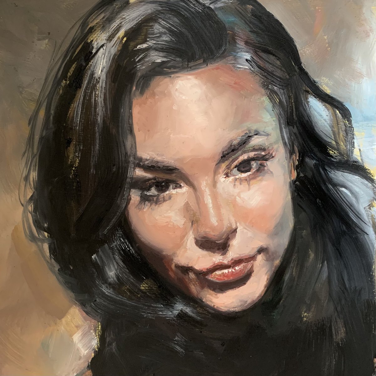 andreasliss_de's tweet photo. Oil / alla prima on gessoed paper (sketchbook 25 x 25 cm) / thank you Sarah Carmenate

#portraitpainting #andreasliss #allaprima #oilportrait #portrait #museumbysktchy #sketchbookpainting https://t.co/YfBK3dip3q