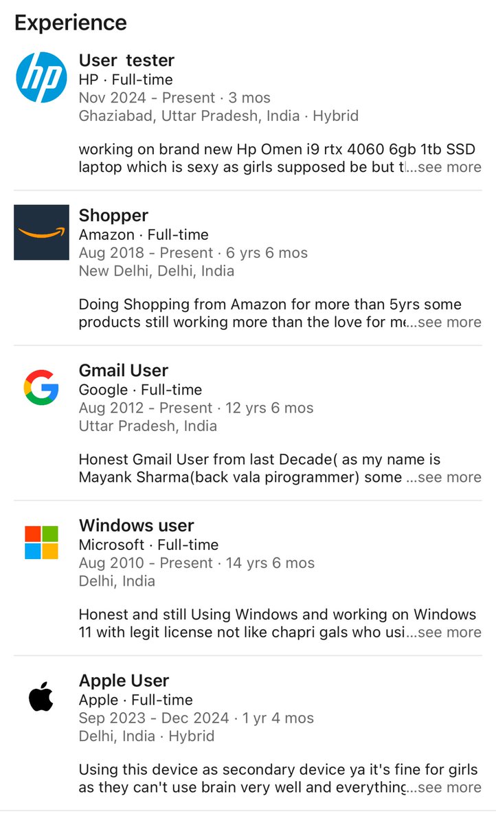Typical Linkedin user