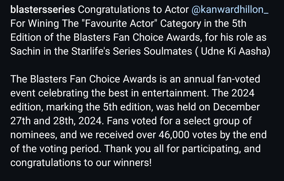manalibagchi87's tweet photo. Congratulations #KanwarDhillon  for Wining Favourite Actor in Blasters fan choice awards 2024. 
Your realistic potrayl of #SachinDeshmukh winning accolade across the globe. Your brilliance has cross the bounderies and you are rulling hearts of WorldWide Audience.
#UdneKiAasha https://t.co/ZHGfSgLx4h