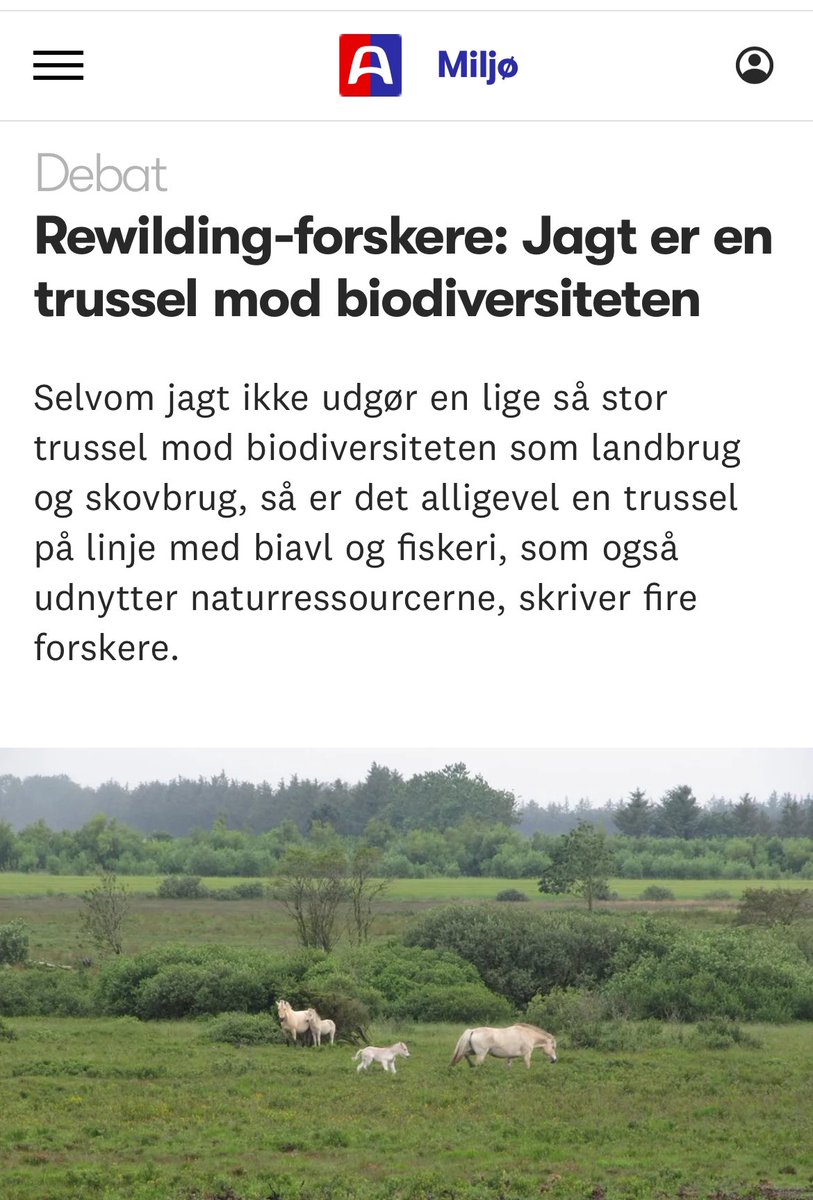 I <a href="/AltingetMiljoe/">Altinget: miljø</a> kan man i dag læse fire biodiversitetsforskere forklare, hvorfor jagt er en trussel mod biodiveristeten 🦌🦌🦌

Derfor er det klart, at vi ikke skal have jagt i strengt beskyttet natur, hvor naturen skal have førsteret. 

#dknatur #dkpol