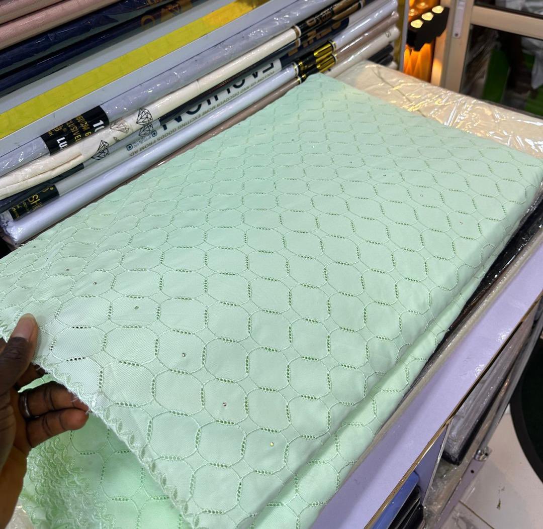 wonuolafabric's tweet photo. Classic polish lace with stones 
Available in 5 colors
Skyblue,white,mint green,cream &amp;Royal blue
Price:60k/5yards
Suitable for any kaftan /agabada style 
Kindly send a dm or click the link in bio to order https://t.co/EQd9aGTTIg