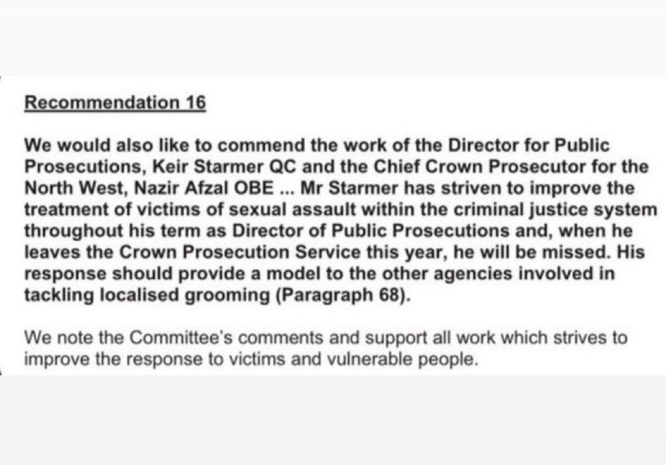 Sir Keir Starmer was singled out for praise in the 2022 report. 

The far right singularly fail to mention this fact.