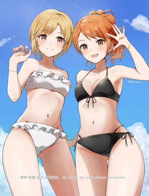 スケブで描いた相葉夕美ちゃんと北条加蓮ちゃん!夏! 