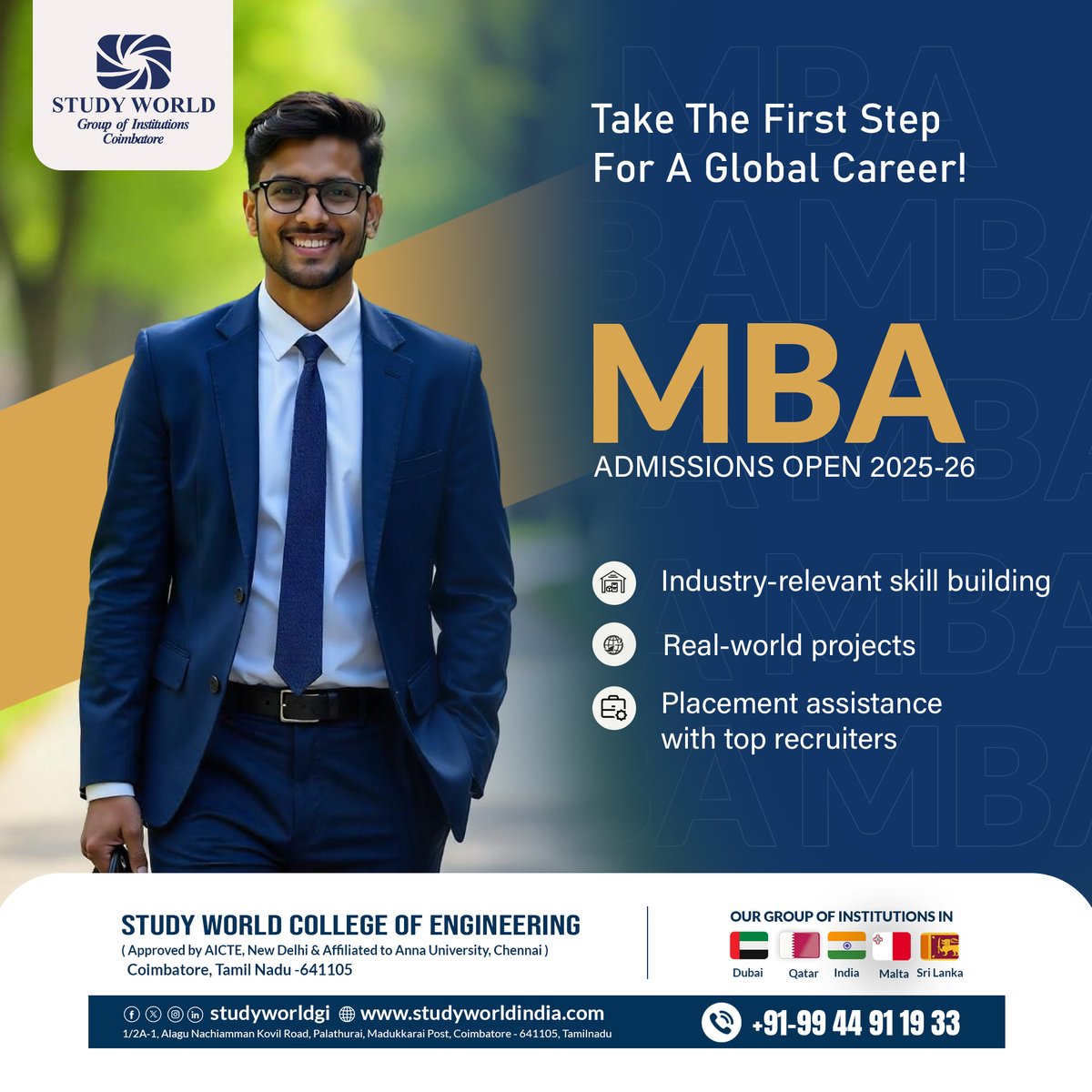 StudyWorldGI's tweet photo. Empower your leadership potential with our MBA program. Dive into a curriculum designed for real-world impact, supported by expert faculty, industry tie-ups, hands-on projects, and global exposure.

#mba #studyworldgroupofinstitutions #studyworldcollegeofengineering https://t.co/RfHHZvgw14