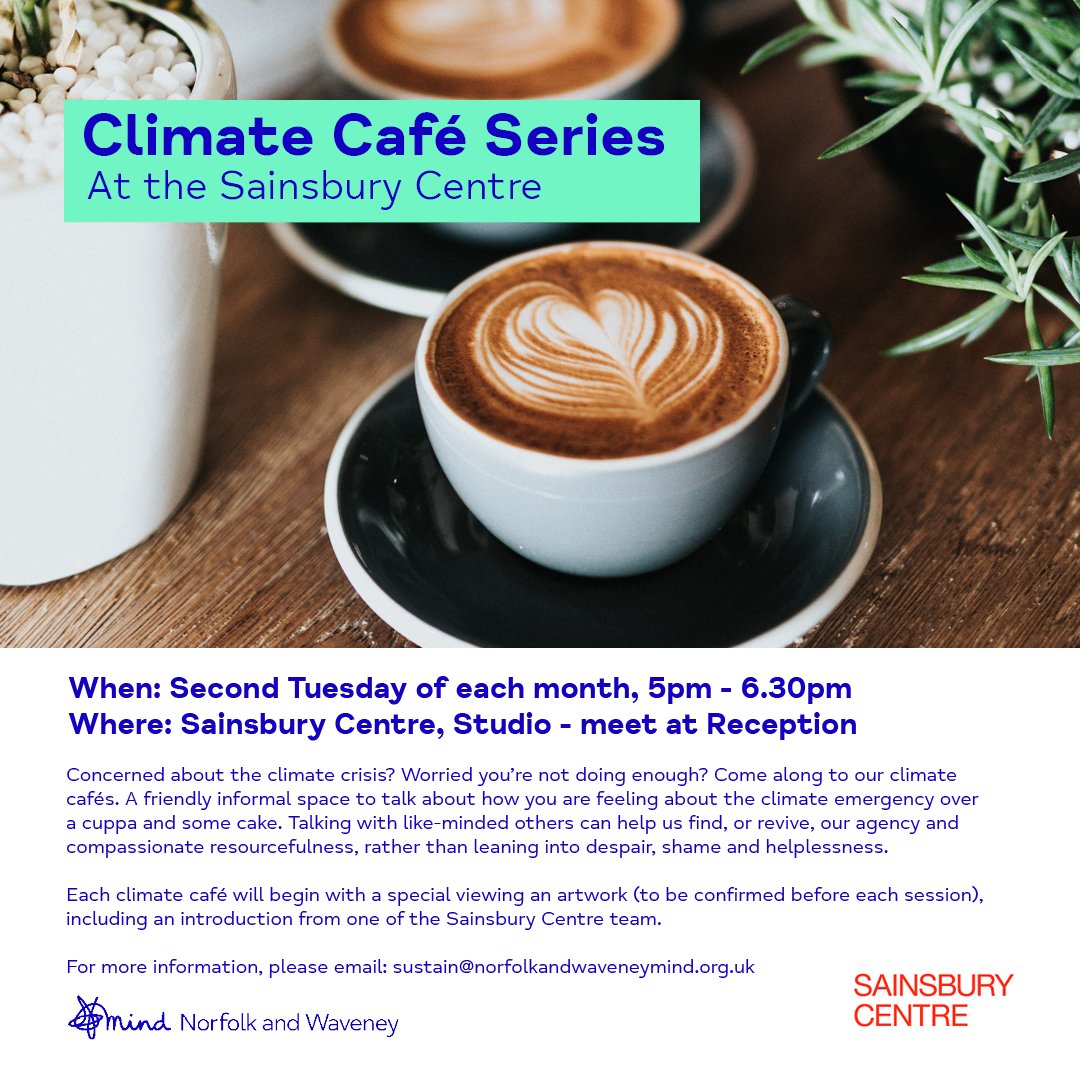 Starting next week on Tuesday, 14th January, sUStain will be facilitating a new series of monthly climate cafés at the Sainsbury Centre.

Each climate café will begin with a special viewing of an artwork, including an introduction from one of the Sainsbury Centre team.