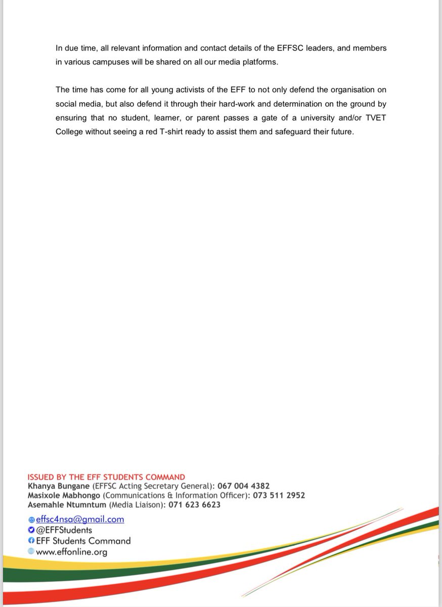 EFFSC STATEMENT ON THE COMMENCEMENT OF THE SIZOFUNDA NGENKANI CAMPAIGN 2025

Tuesday, 7 January 2025

The EFFSC will commence with the
#SizofundaNgenkani Campaign. The campaign, an annual programme at the beginning of each academic year, seeks to ensure that no deserving first