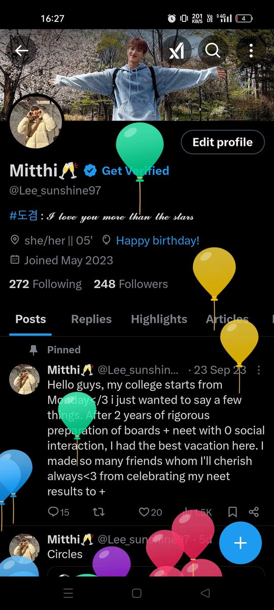 Lee_sunshine97's tweet photo. Twitter gave me balloons 🎉🙂‍↕️ https://t.co/MOn4sm5int