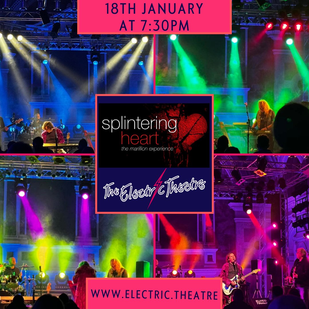On Saturday 18th January at 7:30pm Splintering Heart - The Marillion Experience return to The Electric Theatre!

Grab those tickets now: electric.theatre/shows/splinter…

#marillion #fish #band #tributeband #tributeact #visitsurrey #visitguildford #experienceguildford