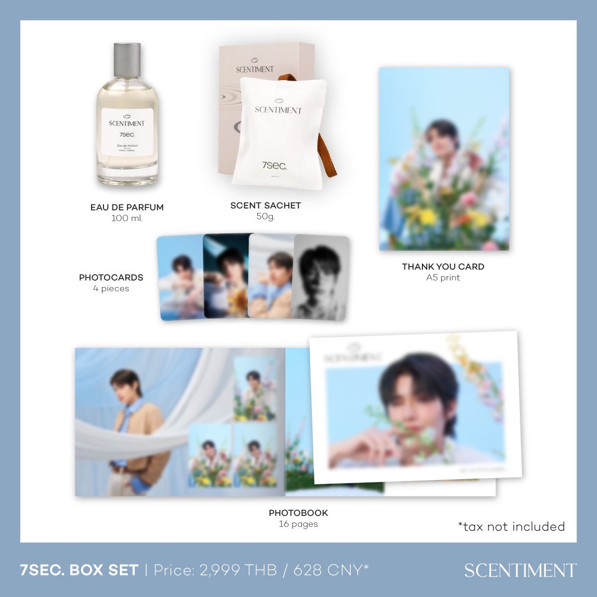 SCENTIMENT 7 sec. BOX SET - Eau De Perfume 100 ml. 1 bottle - Scented  Sachet 50 g. 1 bag - Photobook 16 pages 1 book - Photocard 4 units - Thank  you card 1 unit #Scentiment #Peatwasu #CaptainPeat #BabyFeat