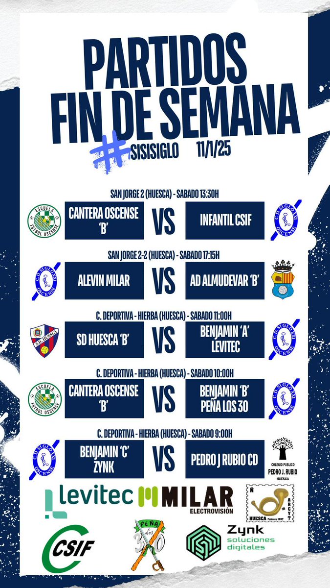 Feliz año nuevo!!! En 2025 volvemos a la carga con más fuerza. Este es el calendario para el fin de semana.