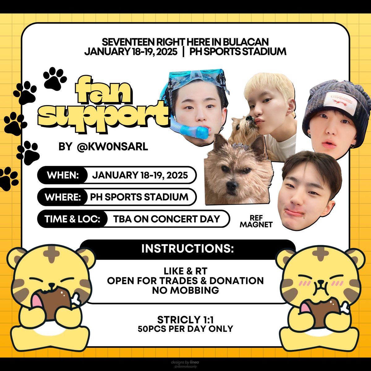 kw0nSarl's tweet photo. 17 Right Here in Bulacan Freebies

ఇ◝‿◜ఇHoshi &amp; Latte ref magnetsఇ◝‿◜ఇ

Fan support by @kw0nSarl 

🗓 Jan 18 &amp; 19
-rt &amp; like
-100pcs
-strictly 1:1
-will be given out randomly

design by: @888xumh 

#SVT_RIGHT_HERE_IN_BULACAN
#SEVENTEEN_RIGHT_HERE_IN_BULACAN 
#SEVENTEEN https://t.co/cVLZ0oo13X
