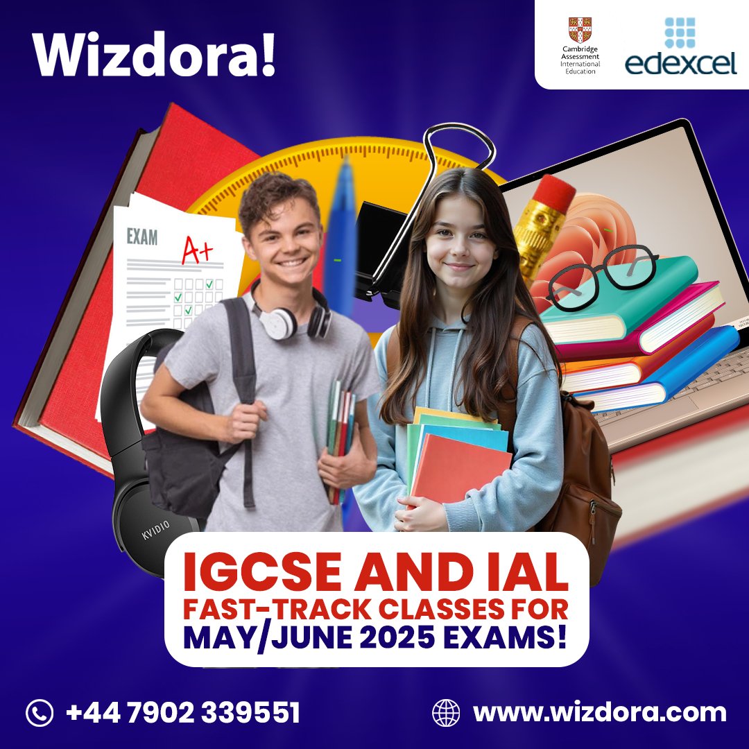 EduWizdora's tweet image. Fast-track your IGCSE &amp;amp; IAL success with Wizdora! 🎓📚
Expert tutors, tailored classes, and proven results for May/June 2025 exams. 🚀

📞 +44 7902 339551 | 🌐 wizdora.com | 💬 wa.me/447902339551

#Wizdora #IGCSEPreparation #IALClasses #CambridgeAssessment