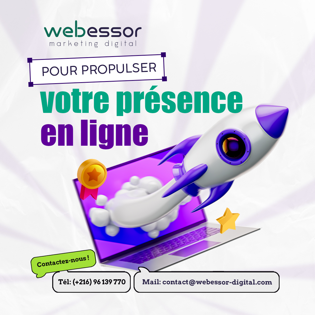 Webessor's tweet image. 🎯 Une marque présente en ligne peut atteindre une cible plus large.
✖ Mais cela requiert du temps et du savoir-faire.
Avec 7 ans d'expérience, Webessor vous aide à optimiser votre visibilité.💡
📞 (+216) 96 139 770
📧 contact@webessor-digital.com
#agencemarketingdigital #agence