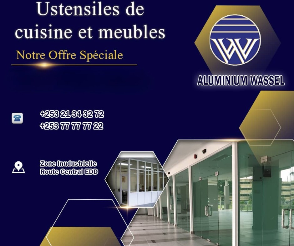 Ets_Wassel's tweet image. 🏢✨ Aluminium Wassel : Votre partenaire pour des ustensiles de cuisine et meubles modernes et durables ! 💼🔧

📍 Zone Industrielle, Route Central EDD
📞 +253 21 34 32 72 | +253 77 77 77 22

👉 Optez pour l&apos;excellence avec Aluminium Wassel !

#AluminiumWassel #DesignModerne