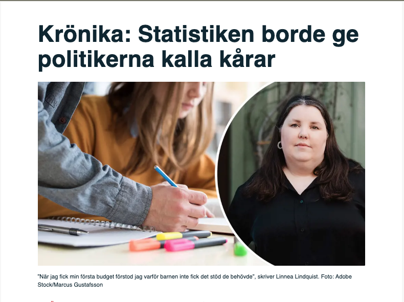 ”Vi misslyckas fatalt med den elevgrupp som har allra tuffast förutsättningar i skolan”, skriver <a href="/rektor_linnea/">Linnea Lindquist</a>  Lindquist.

skolledaren.se/aktuellt/nyhet…