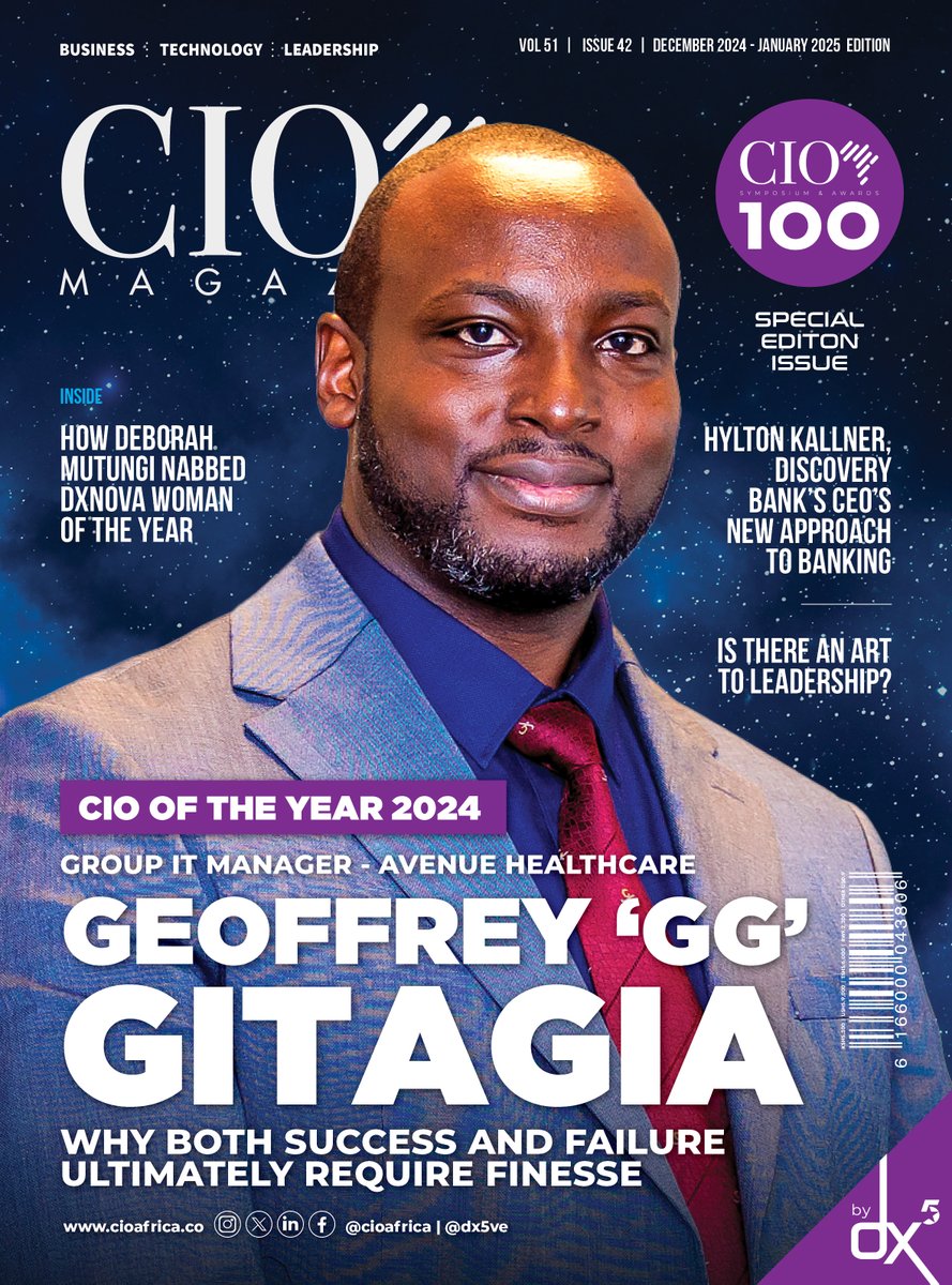 The Dec-Jan Issue of CIO Africa Magazine is Here! 
This special edition is packed with inspiration, innovation, and insights! 🌍
✨ Cover Story: We spotlight Geoffrey Gitagia, Group IT Manager at Avenue Healthcare, as the proud recipient of the CIO of the Year 2024 Award at the