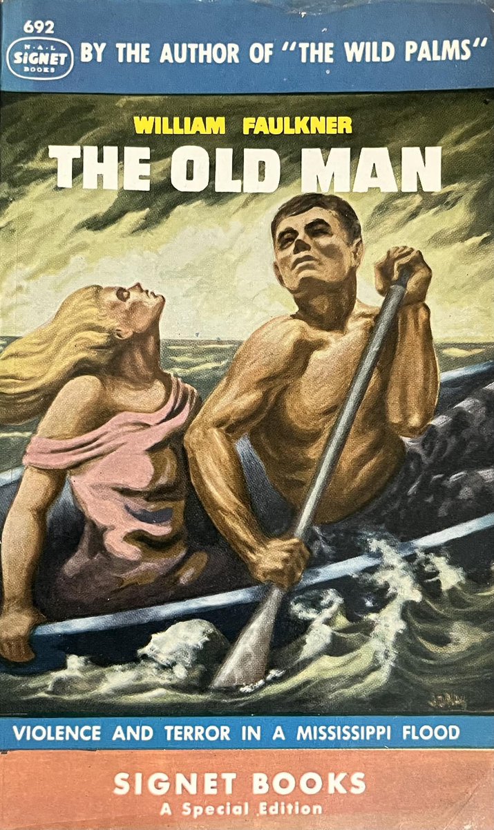 wilsongullis's tweet photo. The Old Man by William Faulkner (Signet 692, November 1948). Cover Art by Robert Jonas. #TheOldMan #WilliamFaulkner #1940s #SignetBooks #SignetBook #RobertJonas #coverart #cover #artwork #books #book #Paperback #vintage #vintagepaperback #vintagepaperbacks https://t.co/M8cxKpTKhx