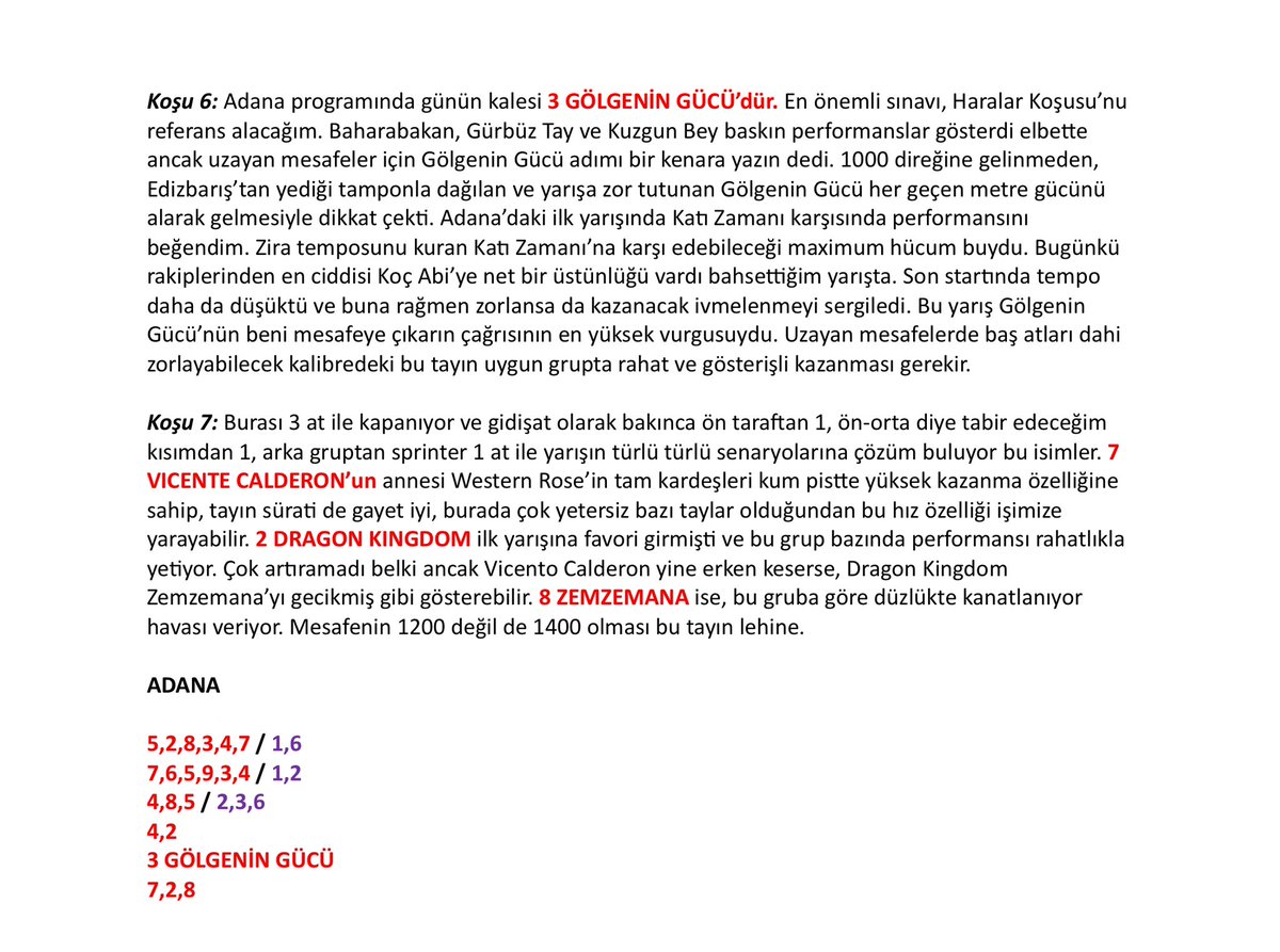 electfin1774's tweet photo. Bugün ne İzmir ne de İstanbul günü..Adana programını yorumlamak istedim. #GölgeninGücü için esas kriter mesafenin uzaması; rahatlaması lazım. #GörkemKaptan ve #MemoryRemains arasına da at girmemesi lazım. #tjk #tahmin https://t.co/DYj3pMjUVH