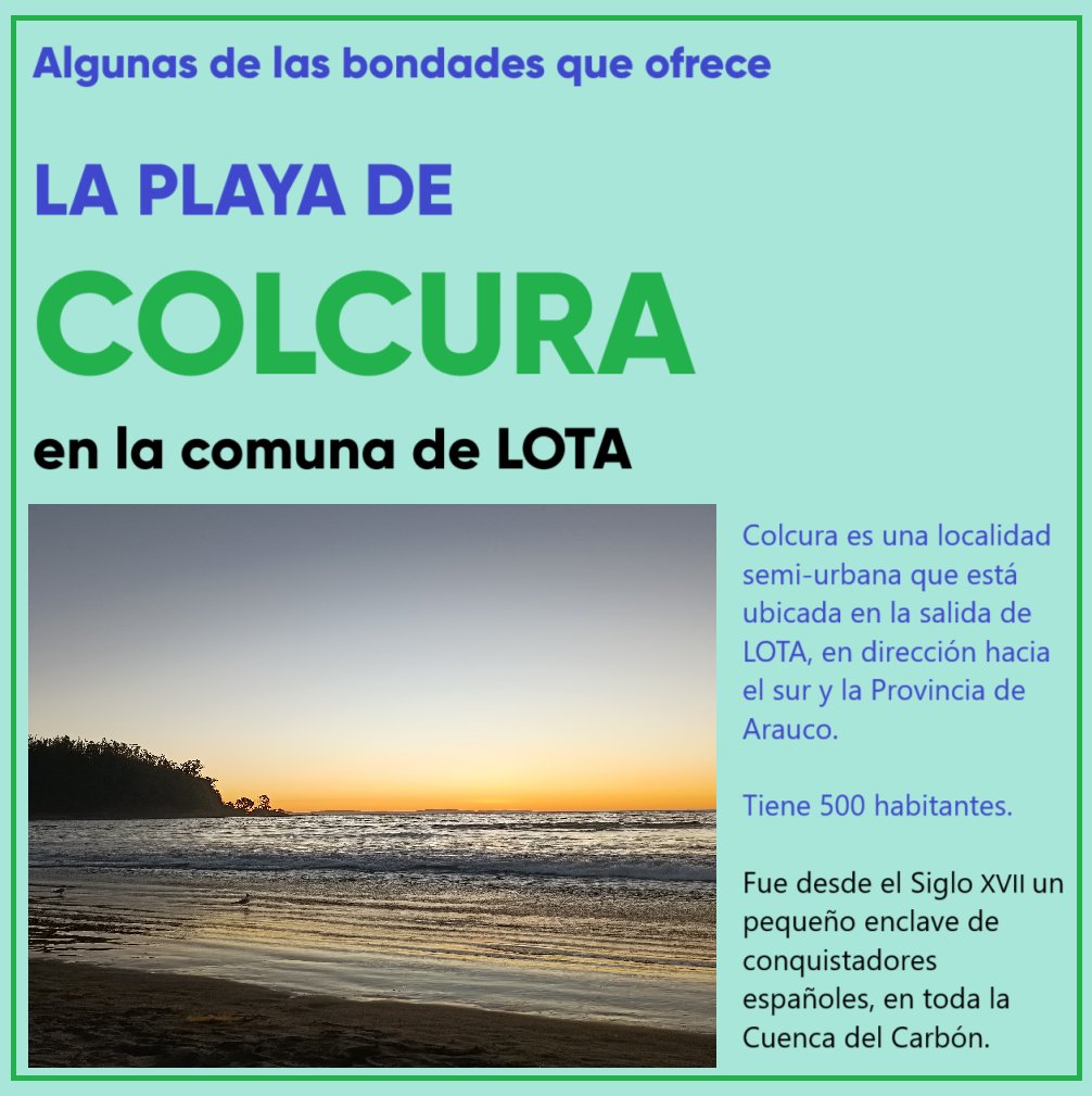 BioPasan's tweet photo. Dato express del verano 2025
#Colcura 

En estas cuatro infografías tu verás algunas de las bondades que ofrece la playa de Colcura
En la salida de Lota hacia la Provincia de Arauco 

TT

Cobreloa  Pablo Muñoz Hoffman 
Luis Miguel 

@SernaturBioBio @Sernatur @MarcaChile https://t.co/bkroTIM0eJ