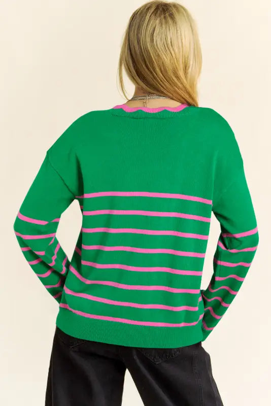 FashionfitzX's tweet photo. - Cute Bow Cardigan - Green Stripe Knit  £33.99   https://t.co/2Ko48PuPld https://t.co/1r0Jcffd7D