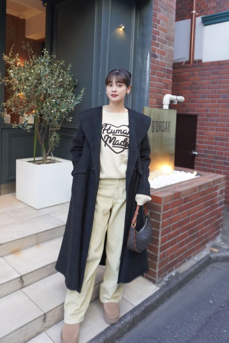 Her lip to Checked Pattern Wool Coat