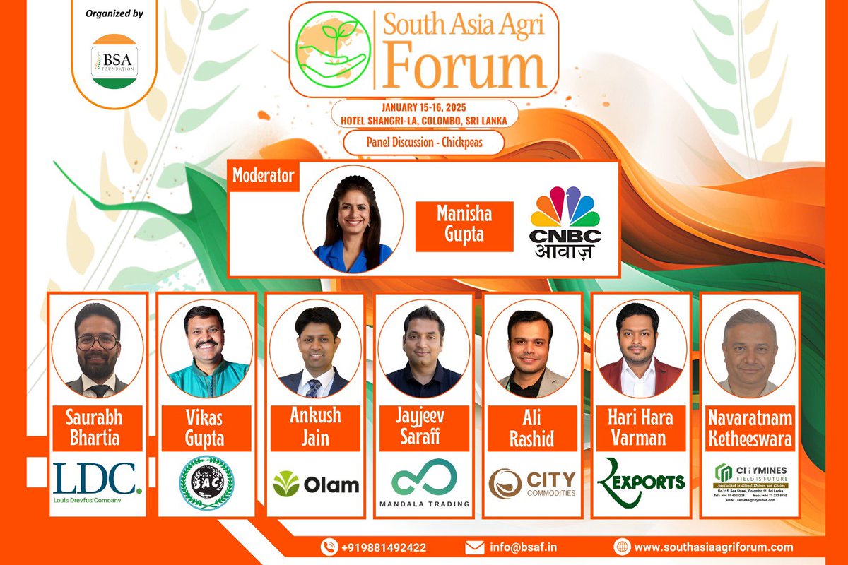 bsafoundation (@connectbsaf) on Twitter photo 🌾 Exciting Panel Discussion Announcement: Chickpeas in Focus at South Asia Agri Forum 2025! 🌾
<a href="/VIVEKJLV/">VivekJLVAgro</a> 🌾 Exciting Panel Discussion Announcement: Chickpeas in Focus at South Asia Agri Forum 2025! 🌾
<a href="/VIVEKJLV/">VivekJLVAgro</a>