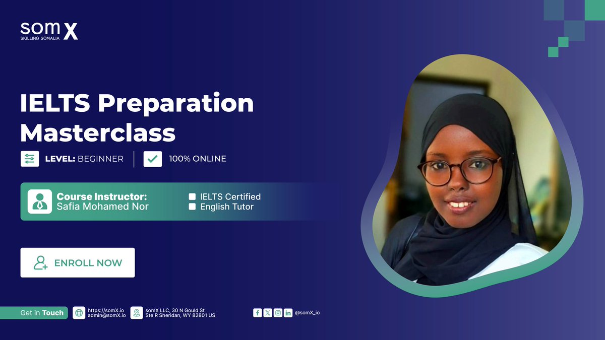 safia_nor's tweet photo. Why IELTS Matters for Somali Students:
IELTS is your gateway to global opportunities—study abroad, win scholarships, and access international careers. Ready to excel? Join my IELTS course today: https://t.co/xPblsr4mVB
#IELTSPreparation #SomaliStudents #EducationOpensDoors #somx https://t.co/dhjtQfyiZO