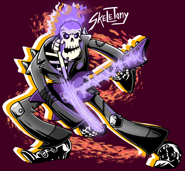 Legitimately started as a joke from playing Core Keeper. I'd forget about my skeleton summons and would say, "I forgot my Skele-Tonys."

Then it evolved into the idea of a greaser skeleton... and now he's a D&amp;D oc of an undead greaser bard.

Just call him Tony.