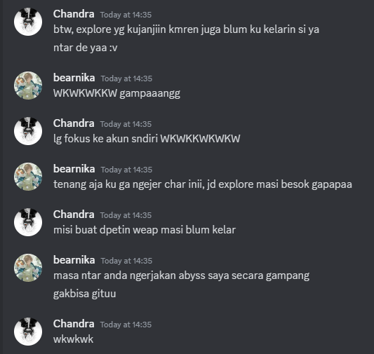 bearnika's tweet photo. wkwkwkk genshin siapaa yg main siapa 😂 https://t.co/yam68fQEca