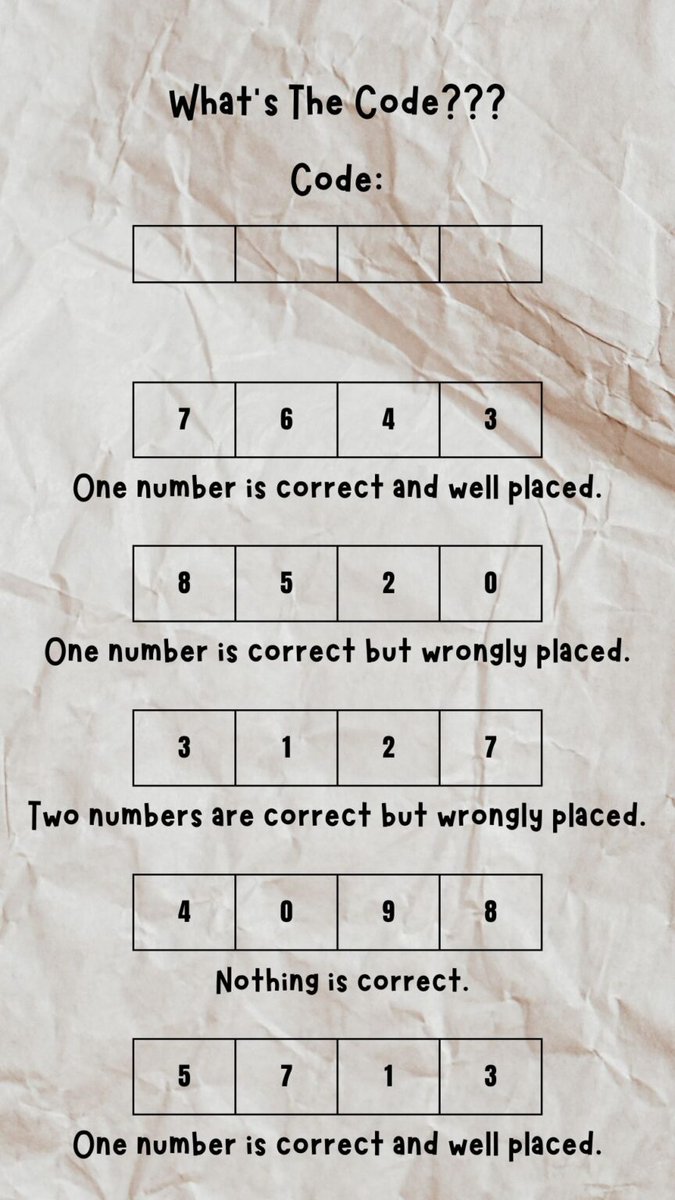 DazePuzzle's tweet photo. Can you figure out the correct code?
#Quiz  #IQ #puzzles  #riddle #math 

If so, you can find more here at DazePuzzle:
https://t.co/O9AN124myR https://t.co/FSB0QAXNN0