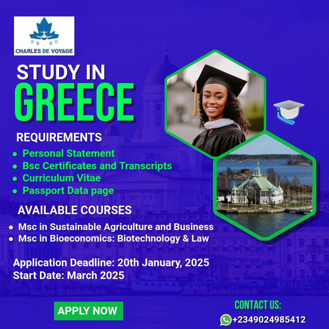 Charlesdevoyage's tweet photo. Live, Work and Study in Greece🇬🇷: A Land Where Ancient Meets Modern! Apply Now
#StudyInGreece #ExploreGreece #WorkInGreece #NigeriaToGreece
#TravelWithEase #CharlesDeVoyage https://t.co/U9RkuFaUbm