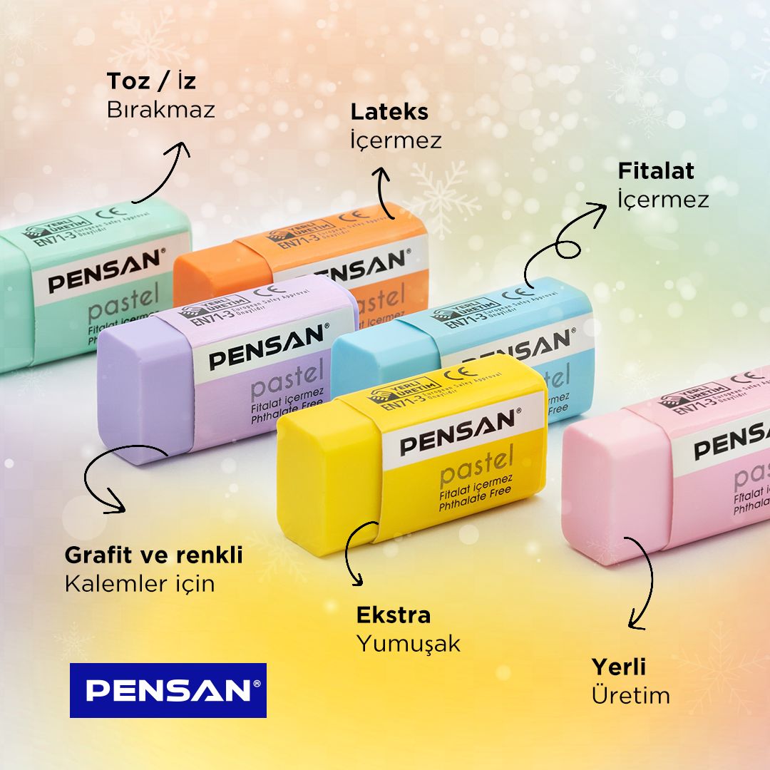 Yeni yılda tertemiz bir başlangıç: Pensan Pastel Renkli Silgilerle her anınızı mükemmelleştirin! 

.
.

#pensan #silgi #boya #pencildrawing #pencilart #coloredpencil #pencilsketch #pensankalem #color #duster #exam #pen #silgi #sınav #sınavsilgisi #eraser