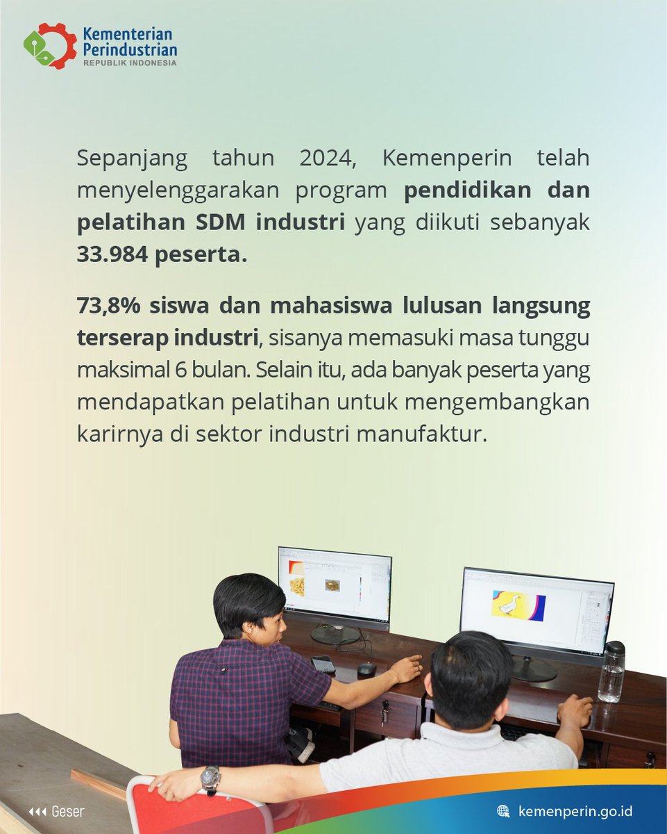 Kemenperin_RI's tweet image. Beberapa program yang diadakan oleh BPSDMI adalah program Diklat 3 in 1, inkubator bisnis, dan sertifikasi profesi. Program - program ini berkontribusi dalam mencetak SDM unggul dan berdaya saing untuk menghadapi era industri 4.0.

#Infoperin #jagaindustri #bpsdmi #infosekolah