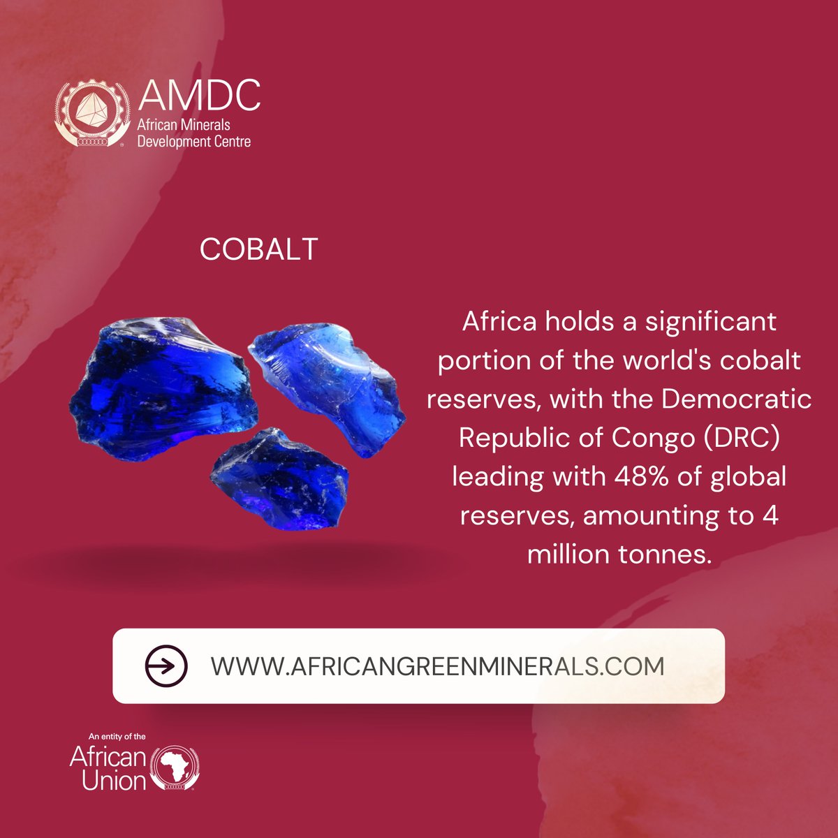 🌍 Africa supplies 70%+ of the world’s cobalt—a key for EVs &amp; clean energy. 

Responsible mining = sustainability + local growth. 

Discover more of Africa's mineral profile and how we can foster sustainability &amp; Growth:
👉 africangreenminerals.com/minerals/cobalt