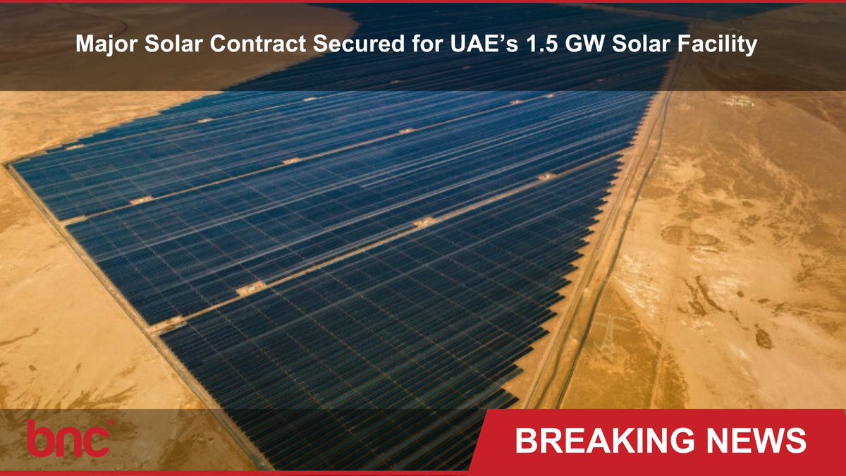 bncnetwork's tweet photo. Major Solar Contract Secured for UAE’s 1.5 GW Solar Facility
 
https://t.co/h4pLPOPucW

#SolarEnergy #RenewableEnergy #Sustainability #CleanEnergy #UAE #SolarPower #BNCNetwork #ProjectIntelligence https://t.co/wxQxZ6t5GF