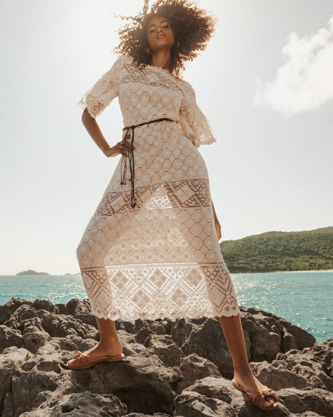 ワンピース Zimmermann FW25 Rhiannon Crochet Dress (3173DSS251 CRBL) Zimmermann Cream and Black Rhiannon Crochet Mini Dress