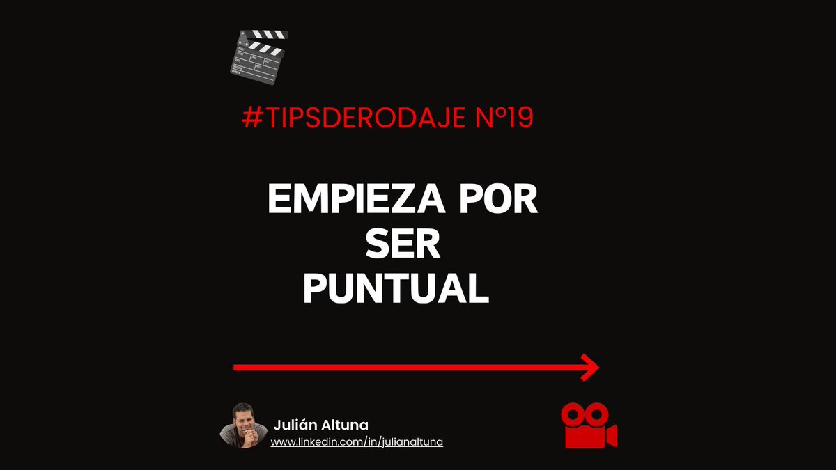 JulianAltuna's tweet photo. Pero en las producciones audiovisuales tenemos que ser inflexibles con la puntualidad. El tiempo es literalmente dinero y cada minuto cuenta.
#BuenaProducción #ProducciónAudiovisual #TipsDeRodaje #Cine #Películas #rodajes #AprendiendoProducción #ProducciónPráctica https://t.co/0FlQ9PIrn1