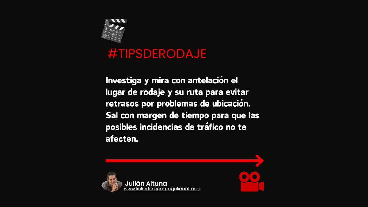 JulianAltuna's tweet photo. Pero en las producciones audiovisuales tenemos que ser inflexibles con la puntualidad. El tiempo es literalmente dinero y cada minuto cuenta.
#BuenaProducción #ProducciónAudiovisual #TipsDeRodaje #Cine #Películas #rodajes #AprendiendoProducción #ProducciónPráctica https://t.co/0FlQ9PIrn1