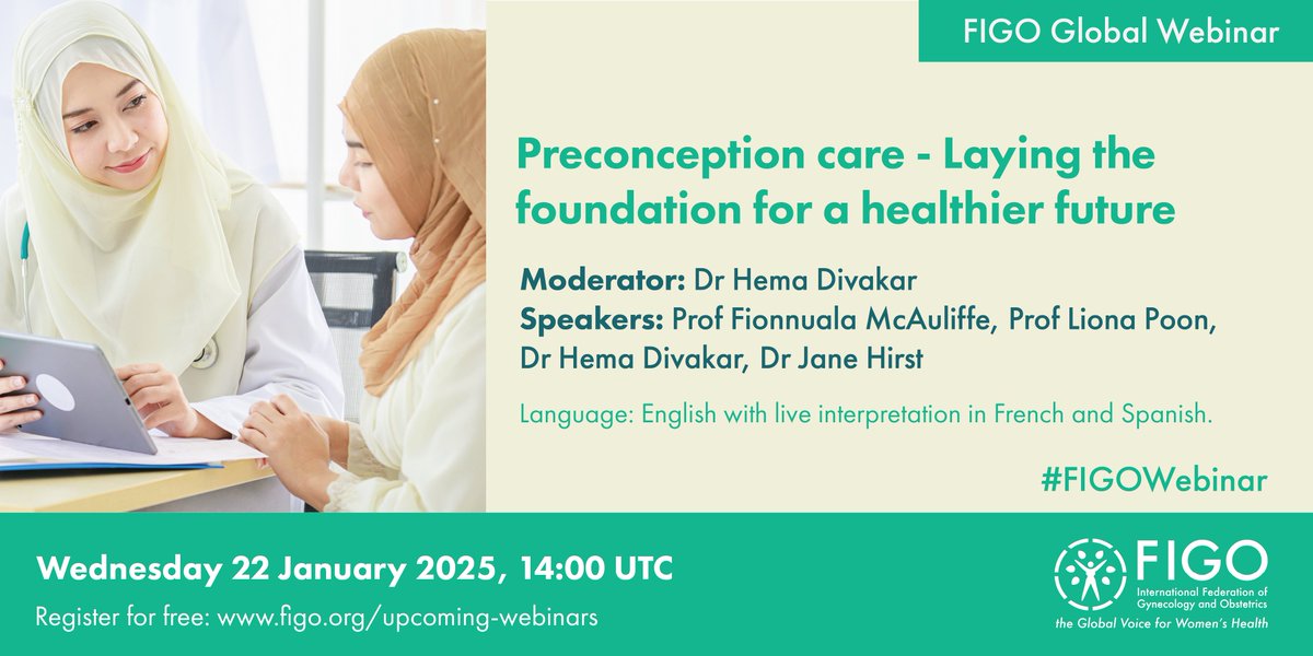 Join FIGO's webinar on preconception care

Discover strategies to improve maternal &amp; child health during the preconception period— a vital "window of opportunity" to prevent maternal &amp; foetal morbidity &amp; mortality.

📅22 January 2025 ⏰14:00 UTC

Register: figo.ooo/4fIYHzx