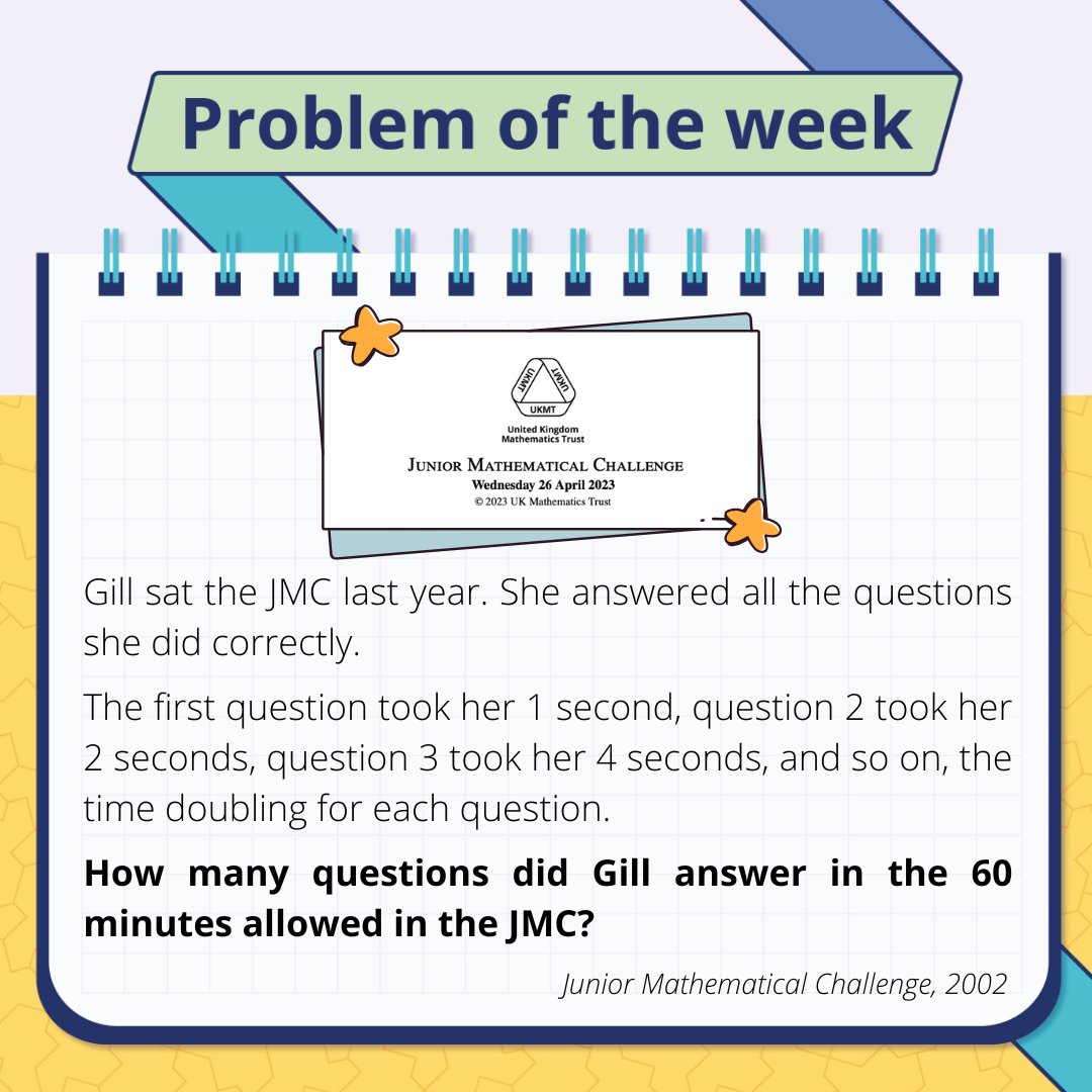 Problem of the Week 102!

Please do not comment the solution so others can work it out too. Instead, like this post or comment a thumbs up if you think you have the correct answer!

The solution will be posted in the comments on Thursday afternoon. 

#Problem #UKMT #Maths