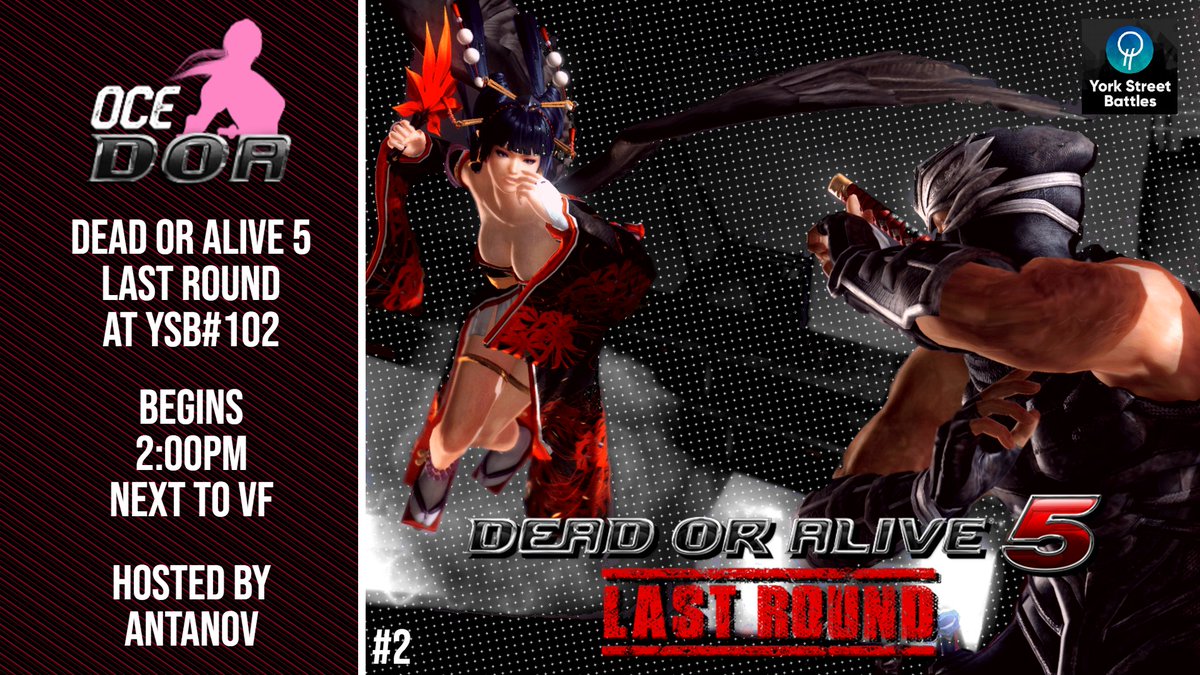 Antanov_'s tweet photo. #YSB #Ozhadou #DOA 
DOA5LR is returning to YSB! and will continue to do so for the foreseeable future! 
Classic Double Elim, FT2, 3 Rounds. 
I also plan to have it so every 3rd YSB, we'll run 2v2 Tag Mode Tourneys, just for flavour!
Come play DOA!
https://t.co/Tc0dd4ZFzY https://t.co/a0O8LStKO6