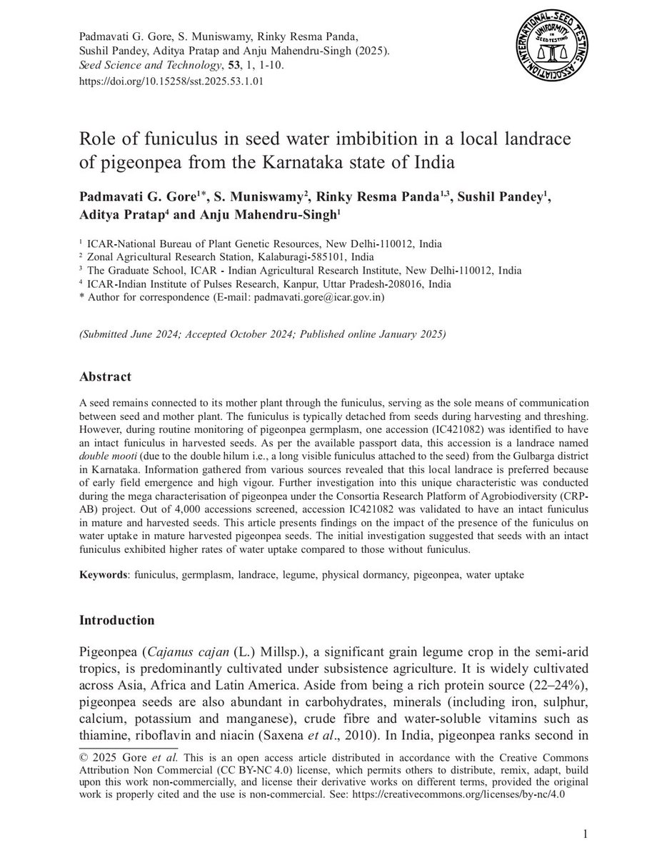 Padma Gore (@padma_pgr) on Twitter photo Happy to share our latest research article published by <a href="/ISTAseedtesting/">ISTA - International Seed Testing Association</a> in #SST. Happy to share our latest research article published by <a href="/ISTAseedtesting/">ISTA - International Seed Testing Association</a> in #SST.