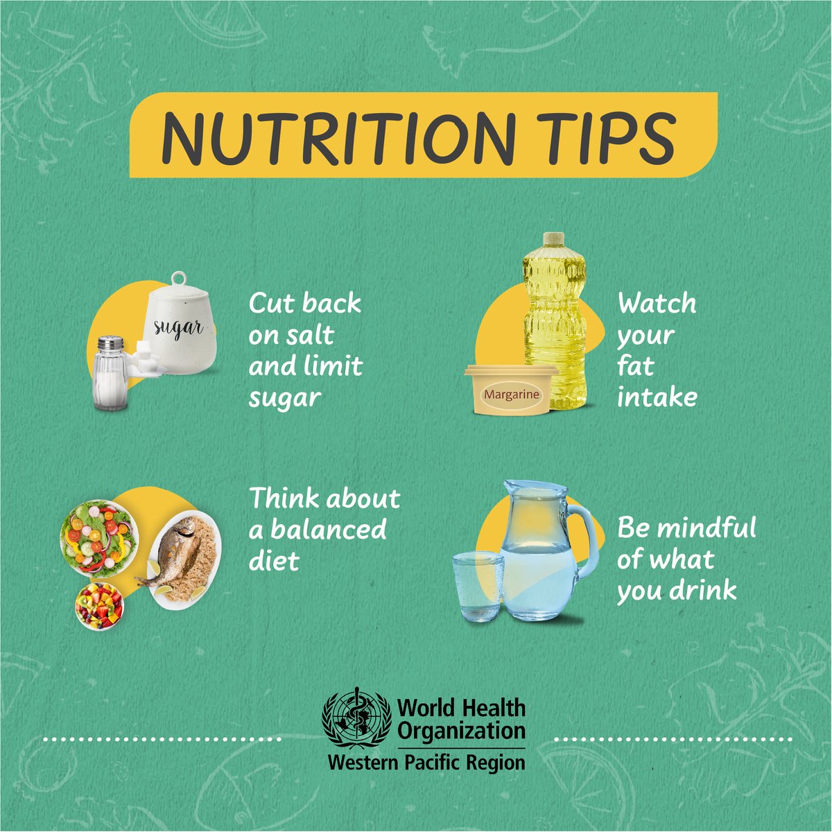 This #NewYear, make healthier choices while still enjoying your meals: 

🥗Add fruits and veggies to your meals
🌿Choose herbs instead of salt to flavour your dishes
🍬Savour your favourite sweet treats in moderation
🍸Be mindful of what you drink. When it comes to alcohol, less